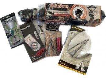 Camping Accessory Tools- Leatherman Multi Tool, Ratcheting Strap, BugLit, Compass, Packseat And More!