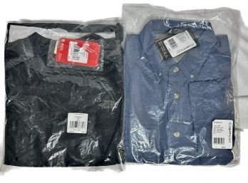 New Black North Face Mens Shirt, Size M And Blue Ex Officio Air Strip Mens Shirt Size L