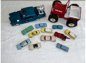 Vintage Toy Cars- Highway Patrolman, Tonka Dune Buggy, And Mini Cars.