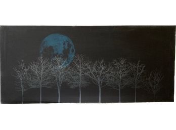 Moon And Trees Art On Cloth