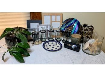 Assembly Of Picture Frames, Hoya Carnosa Plant, Roma Bottle Openers, Sea Shells, And More Home Decor