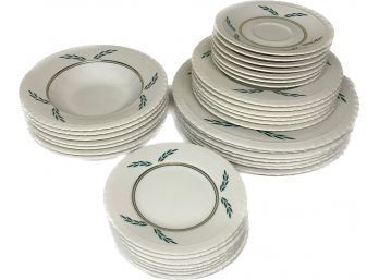 Coronation Hanover China Set, White With Green Decals