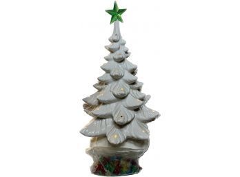 Vintage White Ceramic Lit-Christmas Tree With Lights, 16.5H