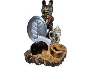 Wood Bear Carving, White Stone Slab, Rustic Wood Cross Section, And More