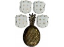 Metal Pineapple Dish, 4 White And Gold Colored Dishes