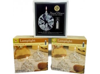Lamplight Starlight Twin Set Decorative Tabletop Liquid Candles, Lamplight Farms Hand-Blown Glass Oil Candle
