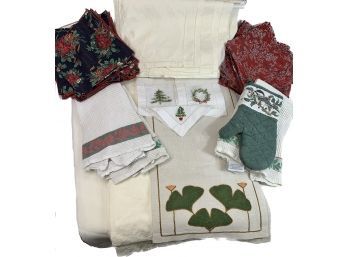 Graziano Table Cloth, Off White Table Cloth, Table Runner, Waffled Christmas Kitchen Towels, & More Tableware