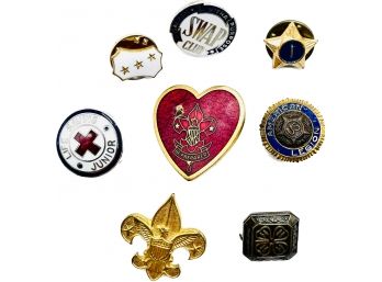 Vintage Lapel Pins - Life Saving Junior, American Legion, Be Prepared, Swap Club, And Others