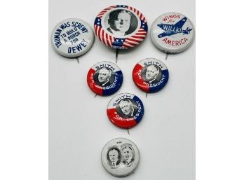 Vintage Reproduction Campaign Pins, 1928 Herbert Hoover, Wendell Willkie 1940s, 1928 Smith For President