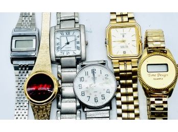 Vintage Ladies Watches, Silvertone, Goldtone, Untested- Bill Blass, Gruen, Timex, Time Design