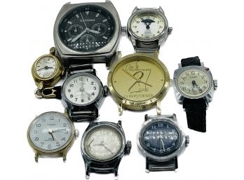 Vintage Watch Faces, No Bands, Untested, Bullhead, Millennium Courvoisier, Timex, Goldtones, Silvertones