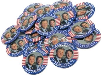Lot Of Vintage Campaign Buttons, 1992, Clinton Gore, Its Time For A Change