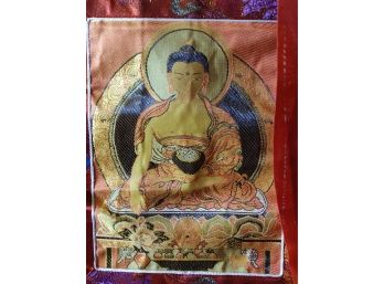 Embroidered  Buddha Shakyamuni Thangka Brocade, 19 X 16'