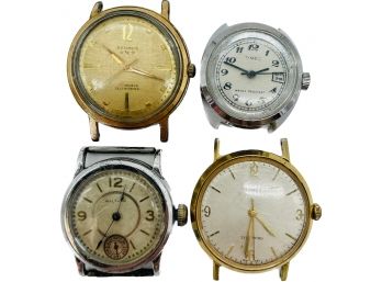 Vintage Time Pieces, No Bands. Untested. Benrus, Waltham, Timex
