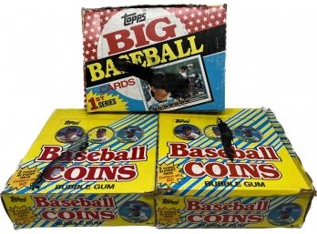 3 BOXES - Topps 1989 Big Baseball Cards 1st Series And Topps 1989 Baseball Coins & Bubble Gum