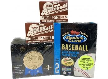 4 BOXES - Topps Stadium Club 1993 Series 2, The Leaf Set 1993 Series 1, Topps 1990 Baseball Picture Cards