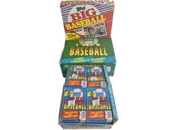 3 BOXES - 1988 Topps Big Baseball Cards 2nd Series, Fleer 1990 Logo Stickers & Trading Cards, Fleer 1990 Cards