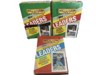 3 BOXES - 1986 & 1989 Topps Major League Leaders Super Glossy Baseball Cards