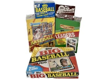 5 BOXES - Don Russ 1991 Series 1 Baseball Puzzles And Cards, Topps 1989 Leaders, 1990 Topps Baseball Cards