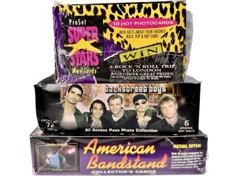 3 BOXES - American Bandstand Collectors, Backstreet Boys All Access Pass Photo Collection, ProSet MusiCards