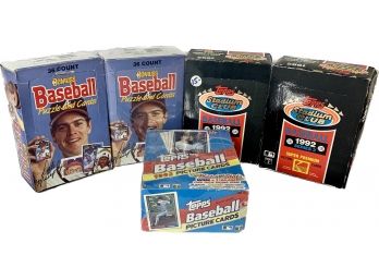 5 BOXES - Donruss Baseball Puzzle, Topps Baseball 1992 Picture Cards, Topps Stadium Club 1992 Picture Cards