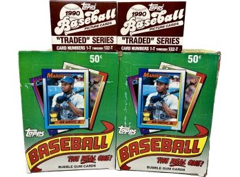 4 BOXES - Topps 1990 Traded Series Picture Cards And Topps 1990 The Real One Baseball Bubble Gum Cards