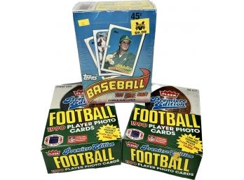 3 BOXES - Topps Baseball Bubble Gum Cards And 1990 Fleer Premiere Edition Football Player Photo Cards