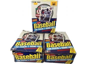 3 BOXES - 1988 Fleer Baseball Logo Stickers And Trading Cards