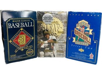 3 BOXES - Don Russ Trading Cards 1994 Leaf Set Series 1, 1992 Series 1, Upper Deck 1993 Series 2 Cards
