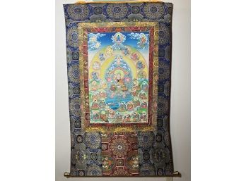 Guru Padmasambava With Consort Thangka  (34in X 59in)