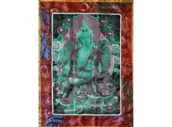 Embroidered Green Tara Thangka, 20 X 17'