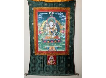 Vajrasattva With Consort Thangka (30in X 50in)