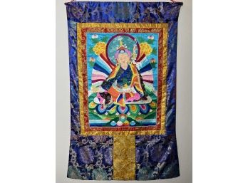 Embroidered Guru Padmasambhava Thangka (31in X 56in)