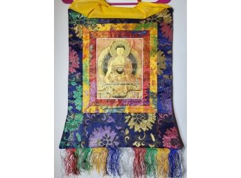 Embroidered Shakyamuni Buddha Thangka, 19 X 16'