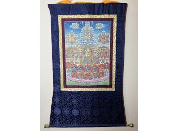 Wonderful Detailed Guru Padmasambhava With Consort Thangka  (28in X 47in)