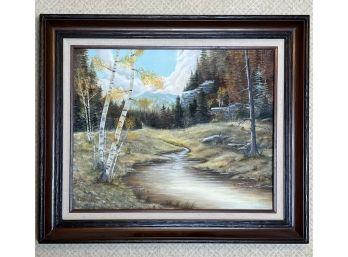 Original Fall In The Rockies Oil Painting Signed By Shirley Fritzler (approx. 22in X 26in With Frame)