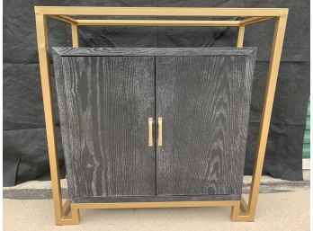 Pier 1 Glass Top Cabinet With Golden Metal Frame.