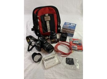 Nikon D3100 Body And Lenses Camera Equipment And Camera Backpack