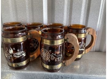 Brown Glass Beer Mugs Set