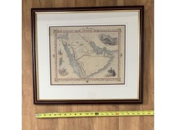 Framed Map Of Arabia-J & F Tallis London Map Makers - Collectible