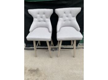 Upholstered Swivel Chairs. Springs Back To Forward Position When Twisting Is Released. Lot Of 2.