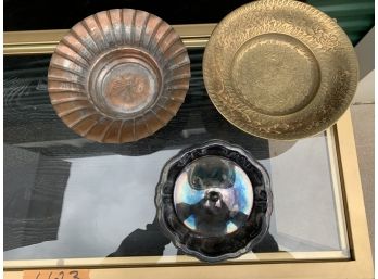 Assorted Metal Candy Dishes And Solo Lid.