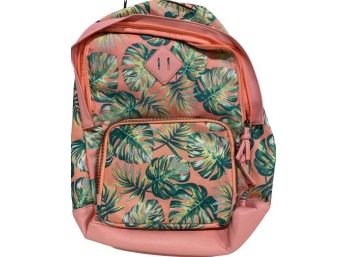 Women's Two Pocket Backpack With Pink Faux Leather Accents - 16' Height, 13 Length