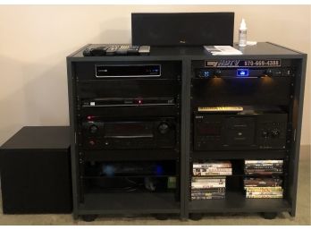 Audio/ Video System Loaded With DVDs: Denon, Panasonic, Panamax, Sony - Tested, Works, Still In Place!