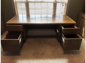 Wood Office Desk With 4 Drawers
