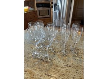 Wine Glasses Various Sizes And Champagne Flutes