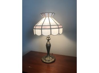 Brass Lamp With Stain Glass Shade