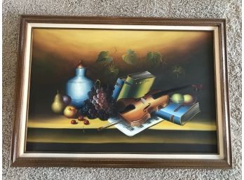 Gorgeous Classic Fruit Depiction Painting On Canvas 29 X 41 Framed     PF