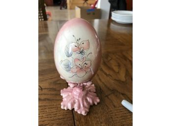 6 Ceramic Floral  Egg And Stand