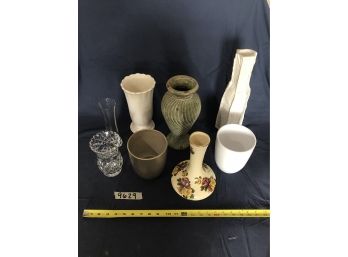 Lot Of Vases, Ranges In Sizes And Colors. (R)